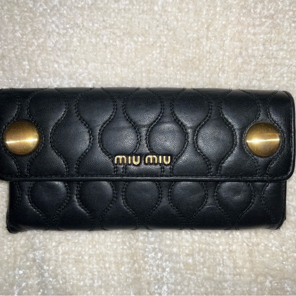 Mui Mui Black Quilted Wallet AUTHENTIC